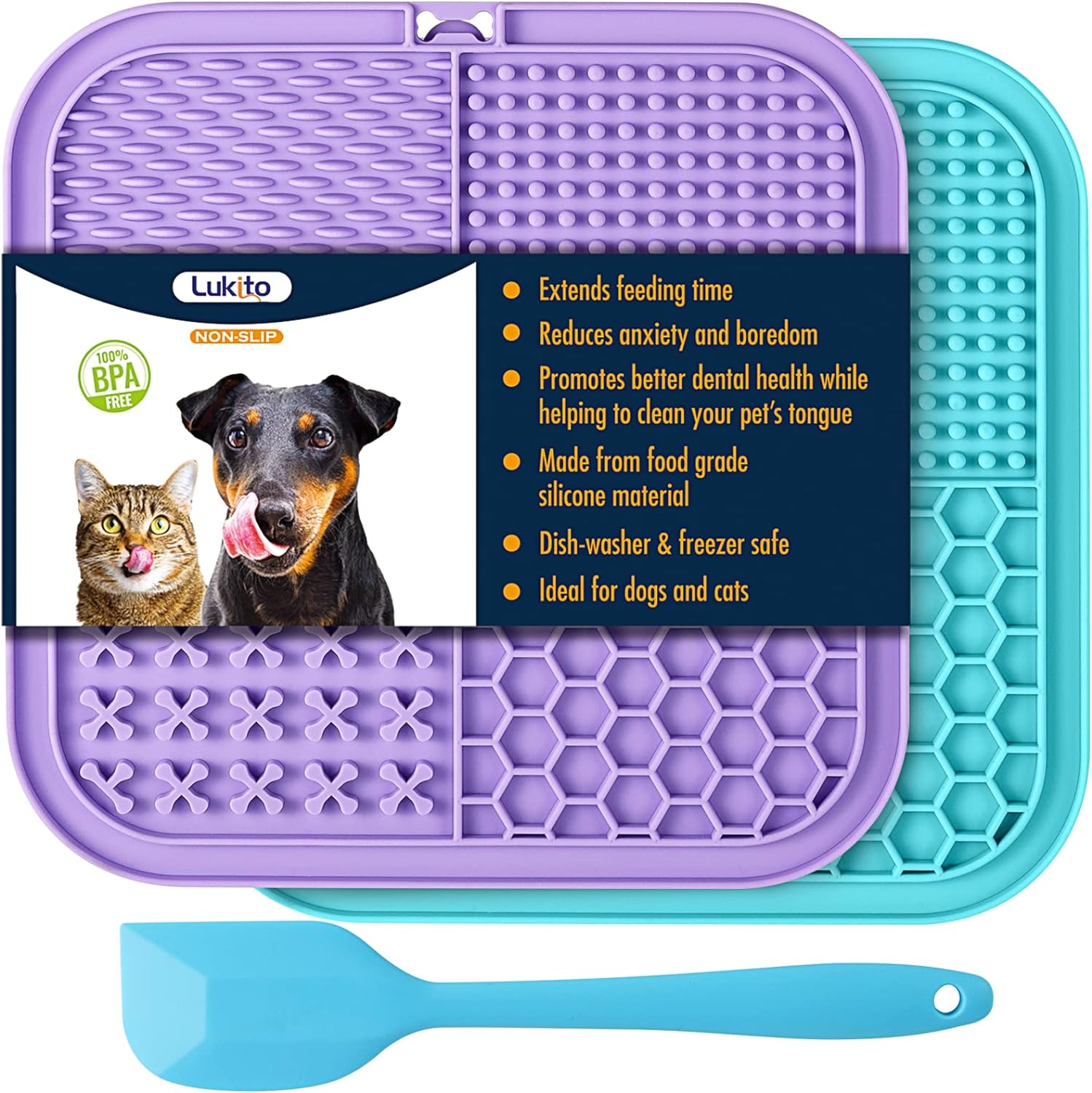 Mat for Dogs & Cats 2 Pack with Suction Cups, Dog Peanut Butter Lick Pads for Boredom Reducer